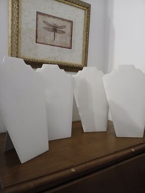 4 White Jewelry Stands